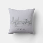 ロンドンブリッジビッグベンとスカイラインインクスケッチ クッション (裏面)