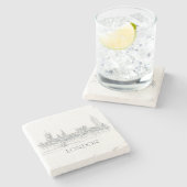 ロンドンブリッジビッグベン&スカイラインインクスケッチ ストーンコースター (横)