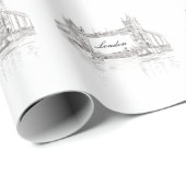 ロンドンブリッジ灰色のトーンスケッチパターン ラッピングペーパー (ロールコーナー)