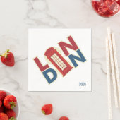 ロンドンブルーレッドカスタム スタンダードカクテルナプキン (インサイチュ)