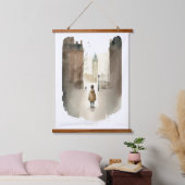 ロンドンプリント 吊り下げ型タペストリー (寝室)