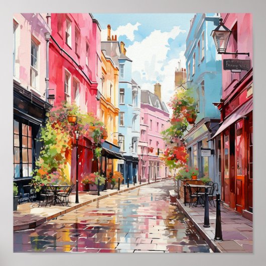 ロンドンボヘミアンスタイルウォーター絵画カラー ポスター (正面)