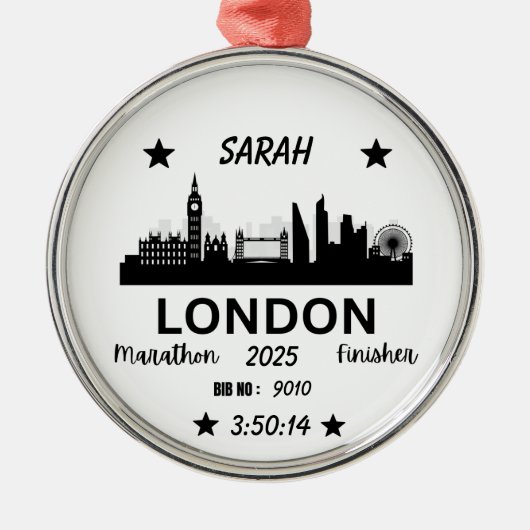 ロンドンマラソン完走記念ランニングギフト メタルオーナメント (正面)