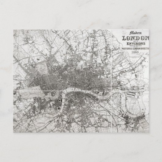ロンドンモダンとその周辺地域の地図, 1854 ポストカード (正面)