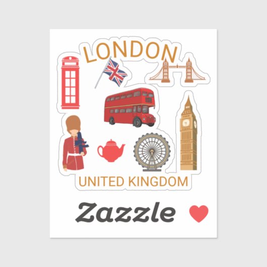 ロンドンランドマークス旅行をテーマにしたプリント シール (シート)