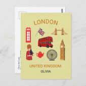 ロンドンランドマークス旅行をテーマにしたプリント ポストカード (正面/裏面)