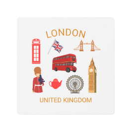 ロンドンランドマークス旅行をテーマにしたプリント メタルプリント