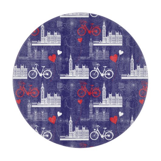 ロンドンランドマークパターン カッティングボード (正面)