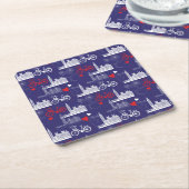 ロンドンランドマークパターン スクエアペーパーコースター (アングル)