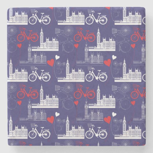 ロンドンランドマークパターン ストーンコースター (正面)