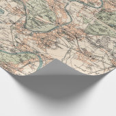 ロンドンリッチモンドキュートウィッケンハムの古い地図1915年 ラッピングペーパー (角)