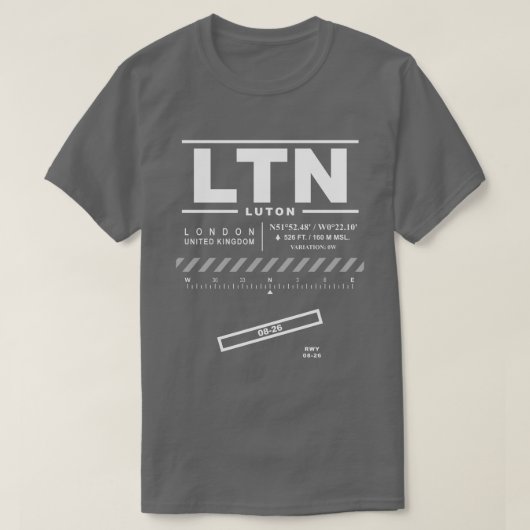 ロンドンルートンエアポートLTN Tシャツ (デザイン正面)