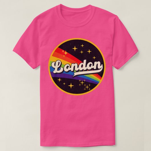 ロンドンレインボーイン宇宙ヴィンテージスタイル Tシャツ (デザイン正面)