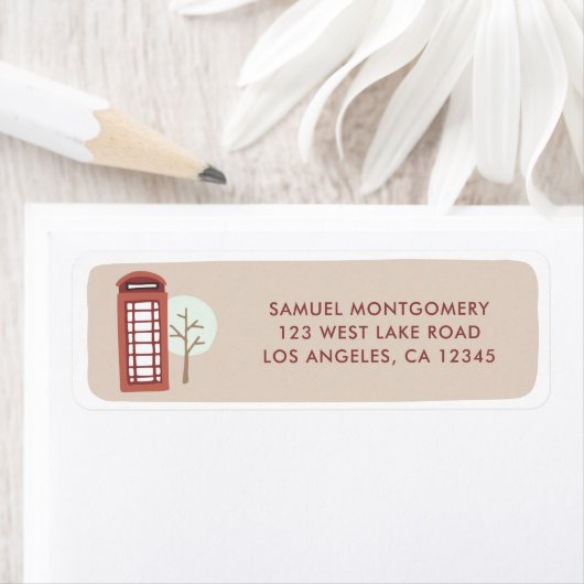 ロンドンレッドテレフォンボックスホリデイ差出人住所 ラベル (インサイチュ)