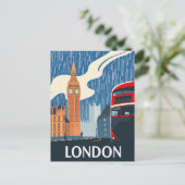 ロンドンレッドバスとビッグベンのヴィンテージ旅行 ポストカード (スタンド正面)
