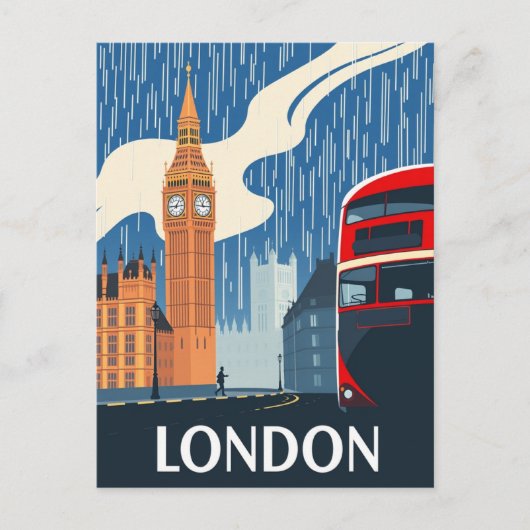 ロンドンレッドバスとビッグベンのヴィンテージ旅行 ポストカード (正面)