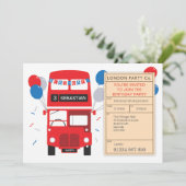 ロンドンレッドバスパーソナライズされたバースデーパーティー招待状 招待状 (スタンド正面)