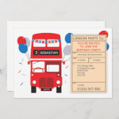 ロンドンレッドバスパーソナライズされたバースデーパーティー招待状 招待状 (正面/裏面)