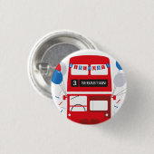 ロンドンレッドバスパーソナライズされた誕生日バッジ 缶バッジ (正面&裏面)