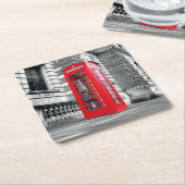 ロンドンレッドフォンボックスコースター スクエアペーパーコースター (アングル)