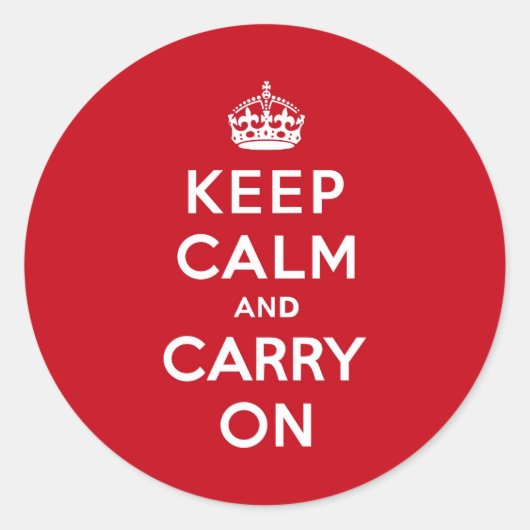ロンドンレッドKeep Calm and Carry On ラウンドシール (正面)
