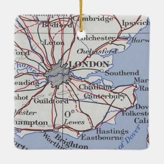 ロンドンヴィンテージの地図 セラミックオーナメント (裏面)