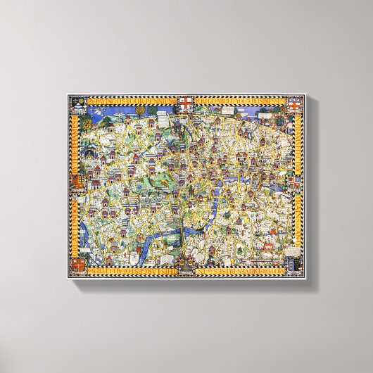 ロンドンヴィンテージマップのポスター復元 キャンバスプリント (正面)