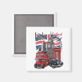 ロンドンヴィンテージ旅行ポスター マグネット (正面/裏面)