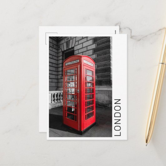 ロンドンヴィンテージ電話ボックスUKレトロ電話 シーズンポストカード (正面/裏面インサイチュ)