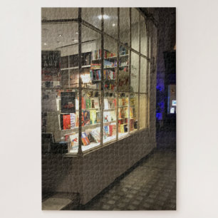 ロンドン写真の夜の本屋ウィンドウ ジグソーパズル