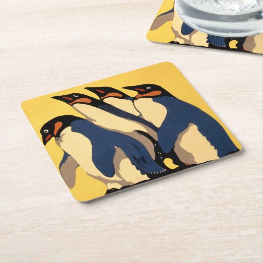 ロンドン動物園への地下鉄の乗り入れポスター スクエアペーパーコースター (アングル)