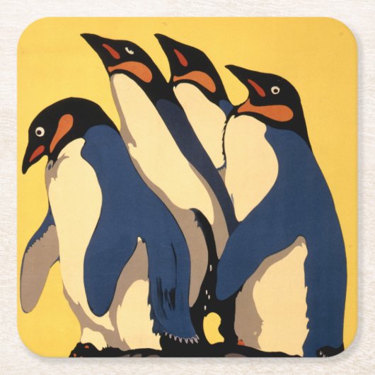 ロンドン動物園への地下鉄の乗り入れポスター スクエアペーパーコースター (正面)