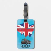 ロンドン図解入りの、写真付きの地図の旅行ポスター ラゲッジタグ (裏面縦)