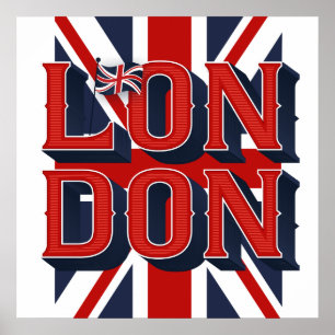 ロンドン国旗の四角いポスター(24x24) ポスター