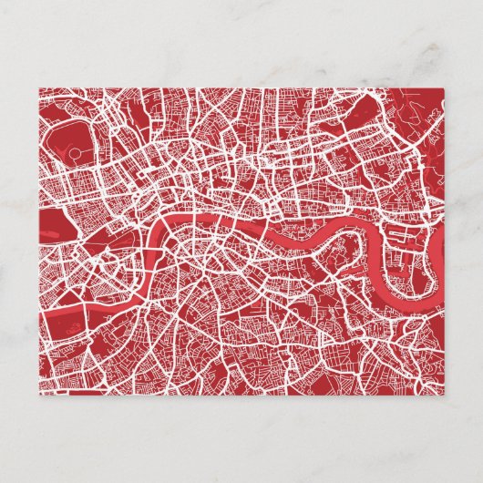ロンドン地図アートレッド ポストカード (正面)