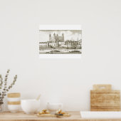 ロンドン塔1647年(版木、銅版、版画) ポスター (キッチン)