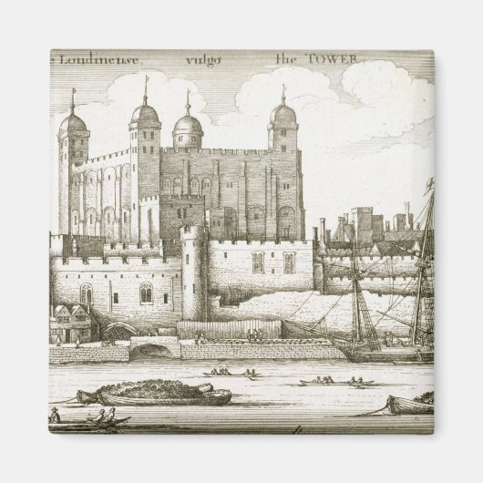 ロンドン塔1647年(版木、銅版、版画) マグネット (正面)