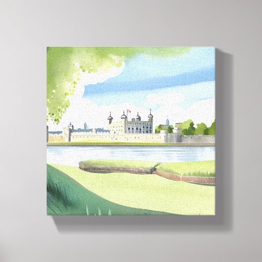 ロンドン塔 | イギリスの水彩風景画 キャンバスプリント (正面)