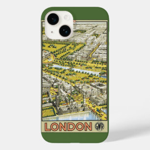 ロンドン市街の航空写真 ヴィンテージ旅行ポスター Case-Mate iPhone 14ケース