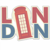 ロンドン市街地 青 赤 電話ボックス シール (正面)
