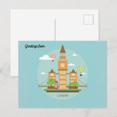 ロンドン市 イラスト ポストカード (正面/裏面)