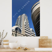 ロンドン市 |青空の超高層ビル写真 ポスター (キッチン)