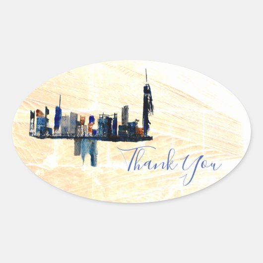 ロンドン抽象芸術インクア絵を描ートの感謝 楕円形シール (正面)
