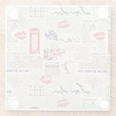 ロンドン新聞の模様 ガラスコースター (裏面)