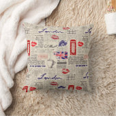 ロンドン新聞パターン クッション (ブランケット)