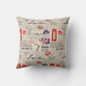ロンドン新聞パターン クッション (裏面)
