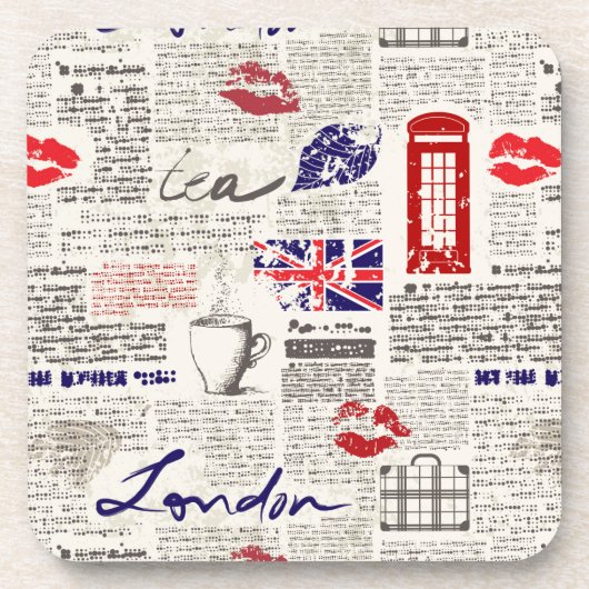 ロンドン新聞パターン コースター (正面)