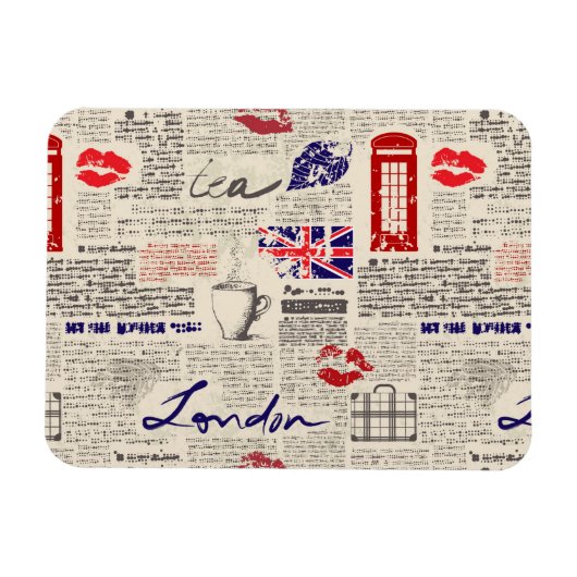 ロンドン新聞パターン マグネット (横)