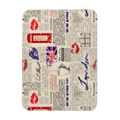 ロンドン新聞パターン マグネット (縦)