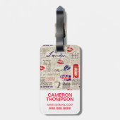 ロンドン新聞パターン ラゲッジタグ (裏面縦)